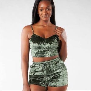 Buffbunny GREEN velvet lounge SET